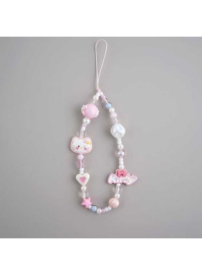 Nova future Kawaii Beaded  Phone Charms Strap Cute kitten Cell Phone Lanyard Wrist Strap - Image 3